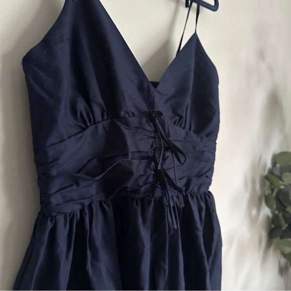 NWT Steve Madden Tie Strap Poplin Midi Dress Marine Navy Blue - Size Medium - Picture 6 of 10